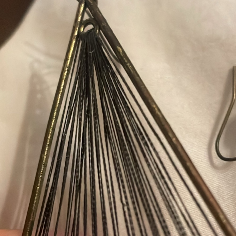 Vintage Oversized Threaded Triangle Earrings - image 7